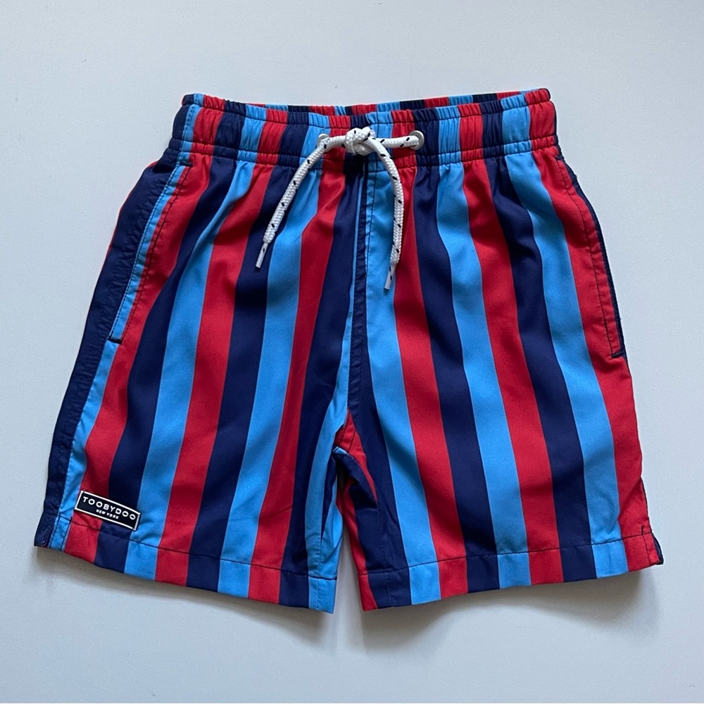 ToobyDoo Boys Muscle Beach Striped Swim Shorts - Size 1-2